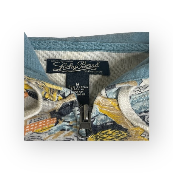 Y2K: Lucky Brand ✵ Asian Inspired Tiger Pagoda Print Zipper Hoodie Sweatshirt ✵M - Picture 9 of 16